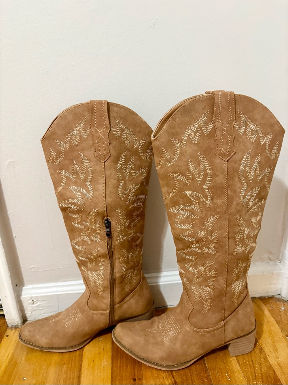 Amazon Tan Suede Over-the-Knee Western Boots